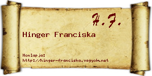 Hinger Franciska névjegykártya